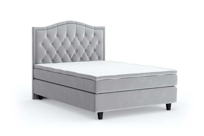 Hilton Luxury Velvet Sengepakke 120x200 - Lysegrå - Møbler - Senger - Komplett sengepakke