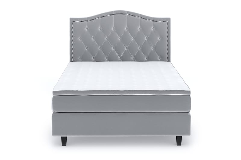 Hilton Luxury Velvet Sengepakke 120x200 - Lysegrå - Møbler - Senger - Komplett sengepakke