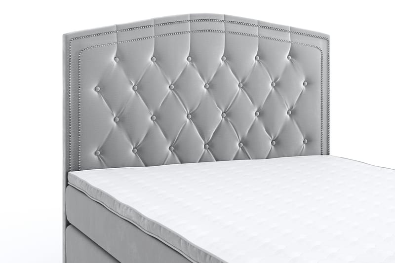 Hilton Luxury Velvet Sengepakke 120x200 - Lysegrå - Møbler - Senger - Komplett sengepakke