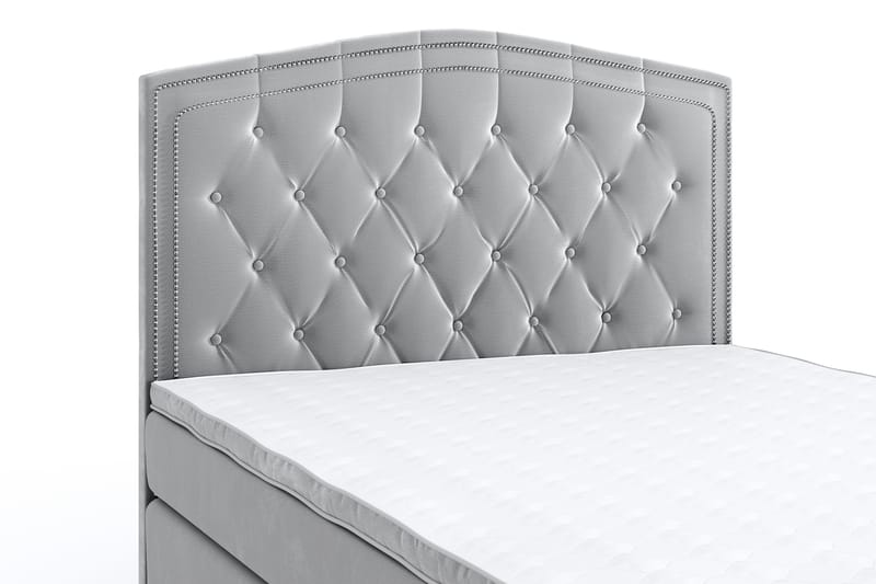 Hilton Luxury Velvet Sengepakke 120x200 - Lysegrå - Komplett sengepakke - Kontinentalsenger