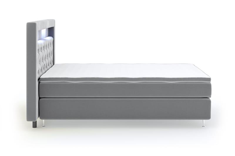 Hilton Luxury Velvet Sengepakke 120x200 - Lysegrå - Møbler - Senger - Komplett sengepakke