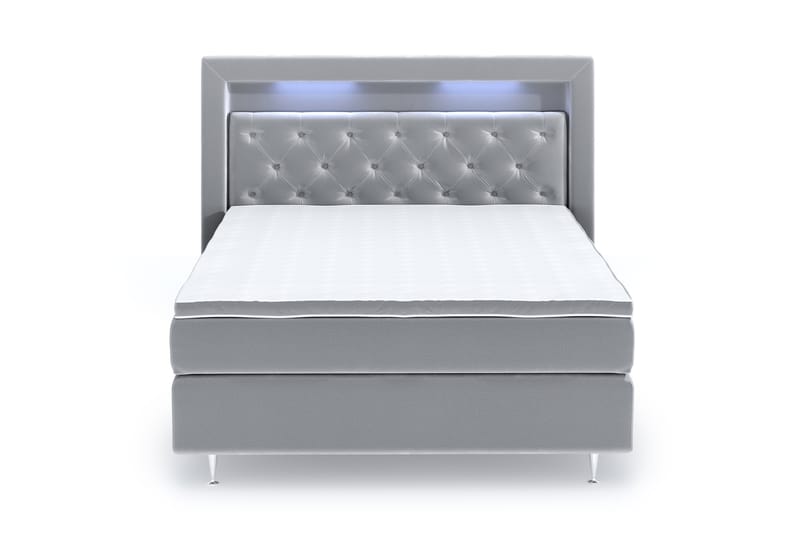 Hilton Luxury Velvet Sengepakke 120x200 - Lysegrå - Møbler - Senger - Komplett sengepakke