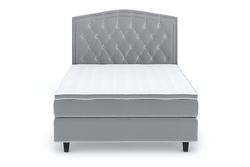 Hilton Luxury Velvet Sengepakke 120x200 - Lysegrå - Møbler - Senger - Komplett sengepakke