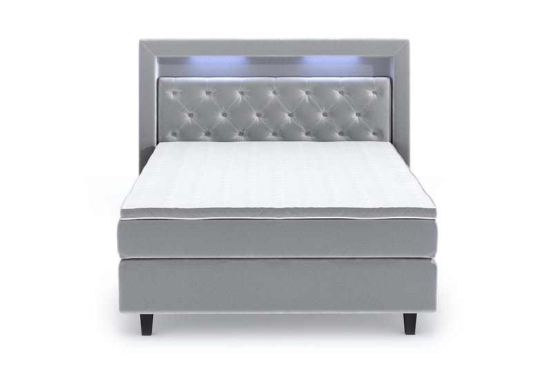 Hilton Luxury Velvet Sengepakke 140x200 - Lysegrå - Møbler - Senger - Komplett sengepakke