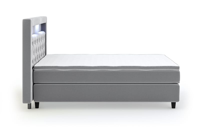 Hilton Luxury Velvet Sengepakke 140x200 - Lysegrå - Møbler - Senger - Komplett sengepakke