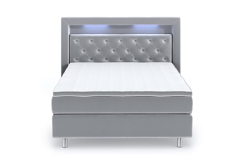 Hilton Luxury Velvet Sengepakke 140x200 - Lysegrå - Møbler - Senger - Komplett sengepakke