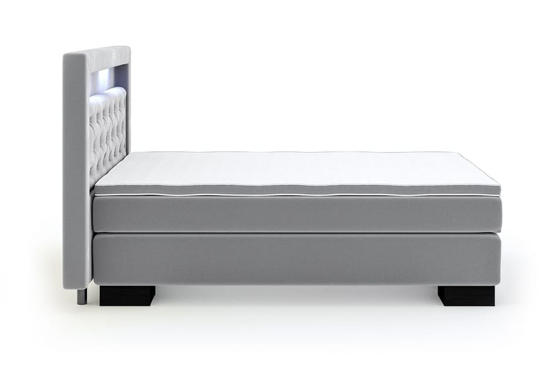 Hilton Luxury Velvet Sengepakke 140x200 - Lysegrå - Komplett sengepakke - Kontinentalsenger - Dobbeltsenger
