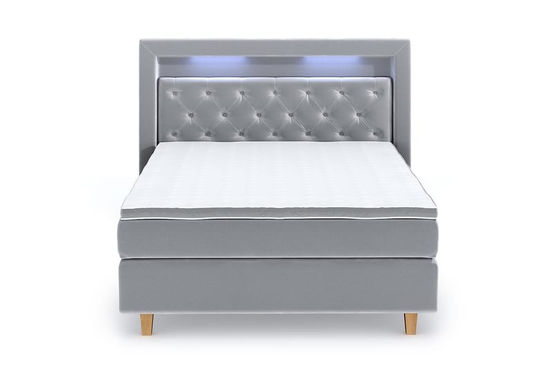 Hilton Luxury Velvet Sengepakke 140x200 - Lysegrå - Møbler - Senger - Komplett sengepakke