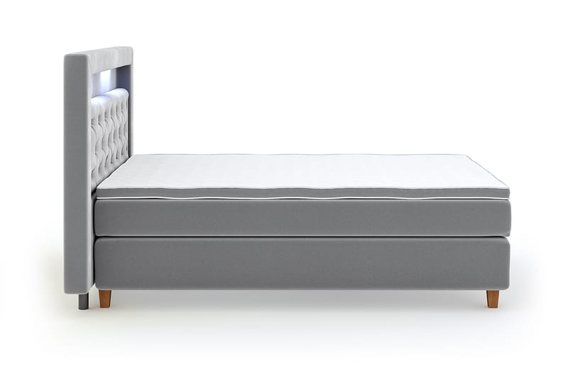 Hilton Luxury Velvet Sengepakke 140x200 - Lysegrå - Møbler - Senger - Komplett sengepakke