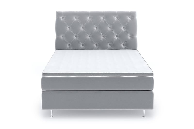 Hilton Luxury Velvet Sengepakke 140x200 - Lysegrå - Møbler - Senger - Komplett sengepakke