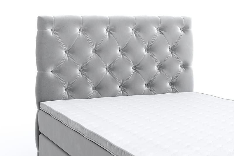 Hilton Luxury Velvet Sengepakke 140x200 - Lysegrå - Møbler - Senger - Komplett sengepakke