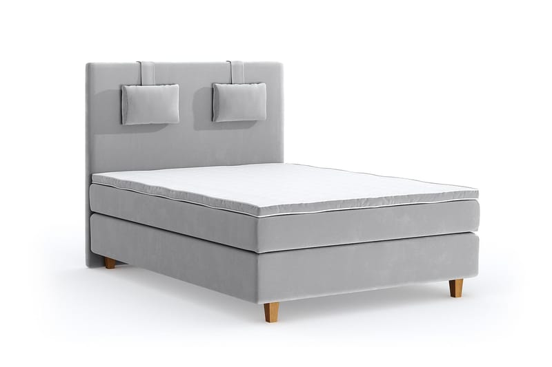 Hilton Luxury Velvet Sengepakke 140x200 - Lysegrå - Møbler - Senger - Komplett sengepakke