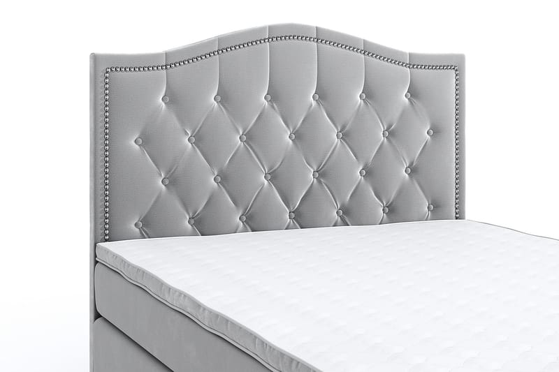 Hilton Luxury Velvet Sengepakke 140x200 - Lysegrå - Møbler - Senger - Komplett sengepakke