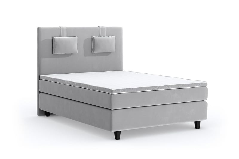 Hilton Luxury Velvet Sengepakke 140x200 - Lysegrå - Møbler - Senger - Komplett sengepakke