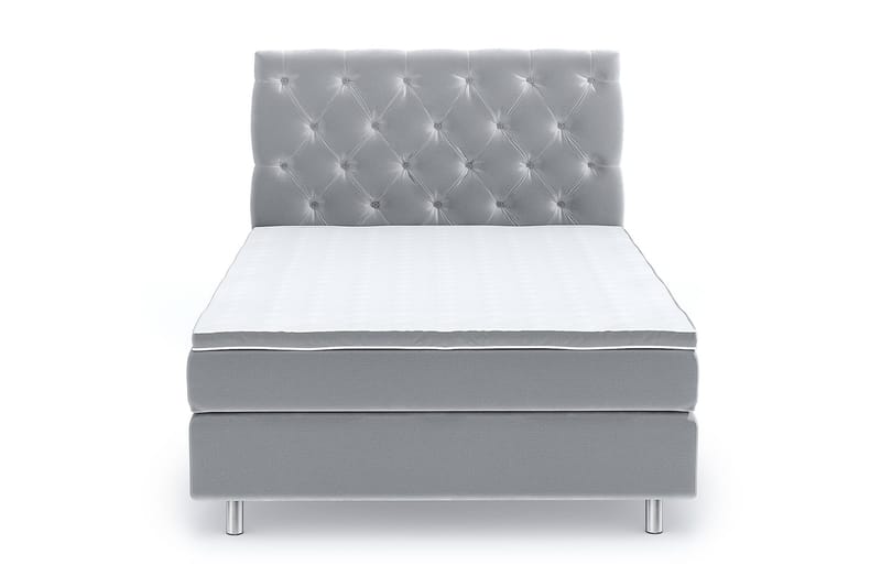 Hilton Luxury Velvet Sengepakke 140x200 - Lysegrå - Møbler - Senger - Komplett sengepakke