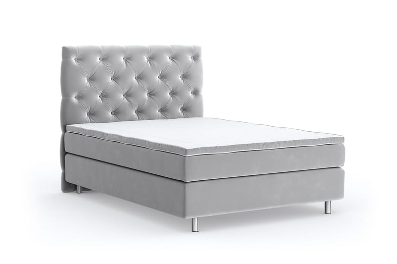 Hilton Luxury Velvet Sengepakke 140x200 - Lysegrå - Møbler - Senger - Komplett sengepakke