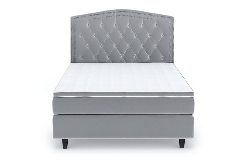 Hilton Luxury Velvet Sengepakke 140x200 - Lysegrå - Møbler - Senger - Komplett sengepakke