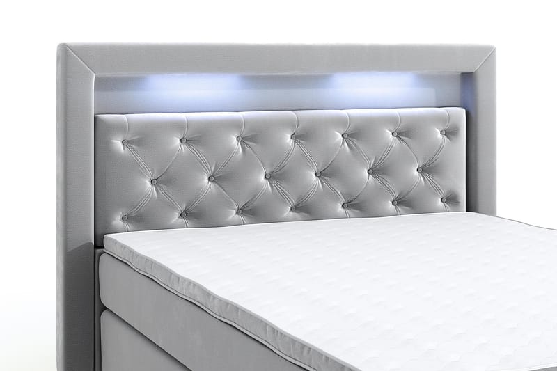 Hilton Luxury Velvet Sengepakke 140x200 - Lysegrå - Møbler - Senger - Komplett sengepakke