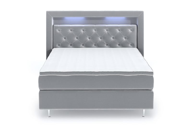 Hilton Luxury Velvet Sengepakke 140x200 - Lysegrå - Møbler - Senger - Komplett sengepakke