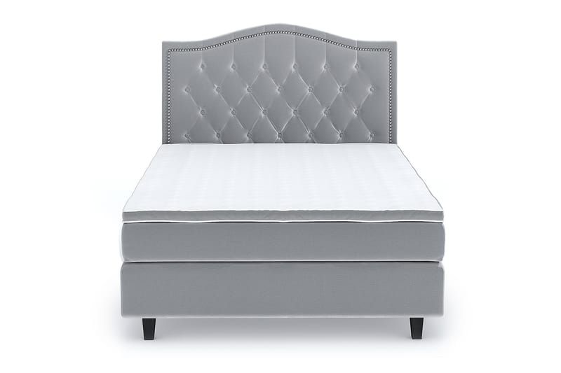 Hilton Luxury Velvet Sengepakke 140x200 - Lysegrå - Møbler - Senger - Komplett sengepakke