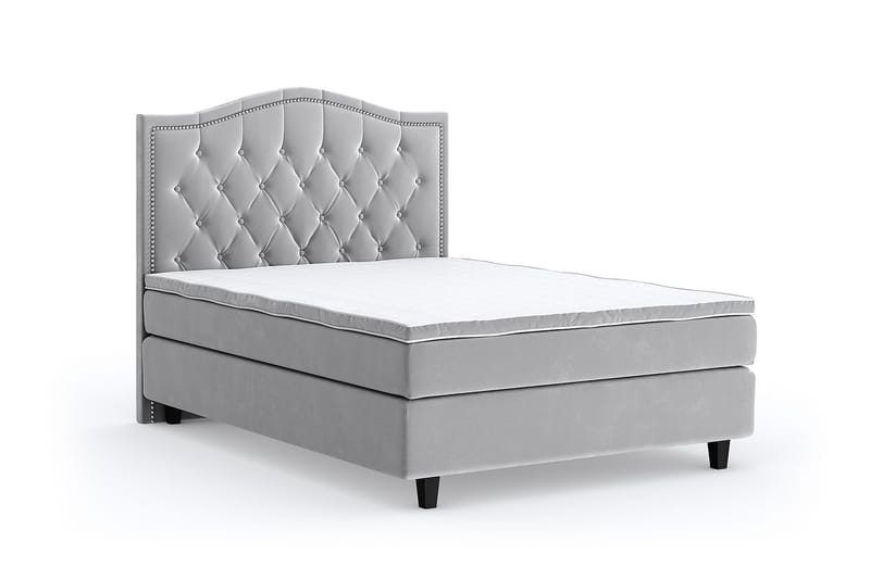 Hilton Luxury Velvet Sengepakke 140x200 - Lysegrå - Møbler - Senger - Komplett sengepakke