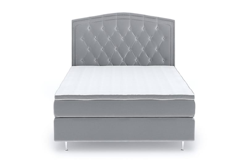 Hilton Luxury Velvet Sengepakke 140x200 - Lysegrå - Møbler - Senger - Komplett sengepakke