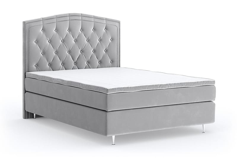 Hilton Luxury Velvet Sengepakke 140x200 - Lysegrå - Møbler - Senger - Komplett sengepakke