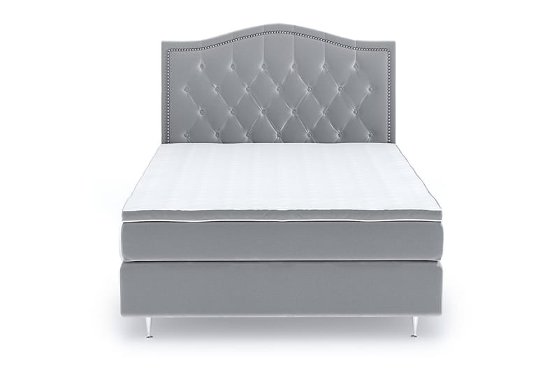 Hilton Luxury Velvet Sengepakke 140x200 - Lysegrå - Møbler - Senger - Komplett sengepakke