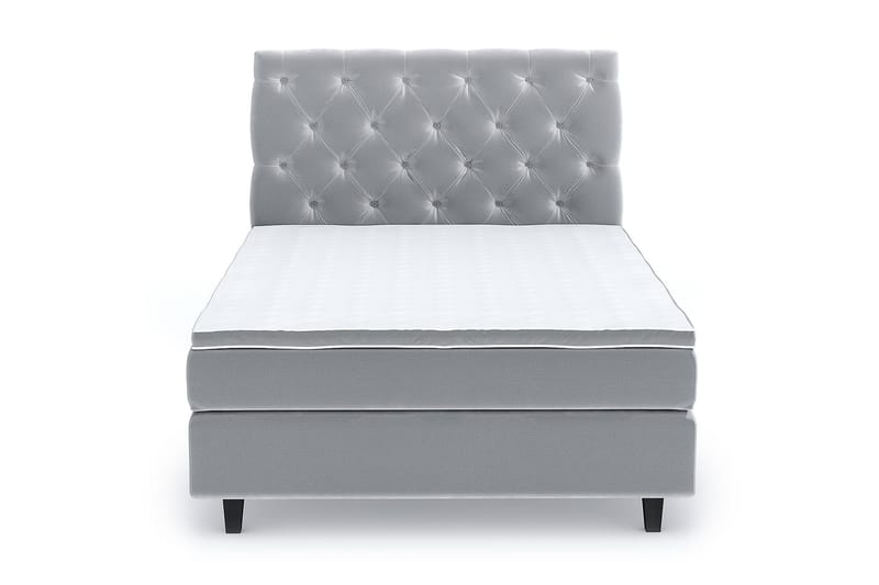 Hilton Luxury Velvet Sengepakke 140x200 - Lysegrå - Møbler - Senger - Komplett sengepakke