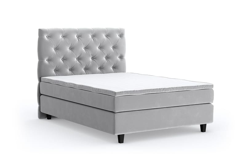 Hilton Luxury Velvet Sengepakke 140x200 - Lysegrå - Møbler - Senger - Komplett sengepakke