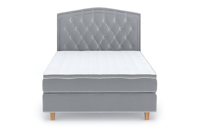 Hilton Luxury Velvet Sengepakke 140x200 - Lysegrå - Møbler - Senger - Komplett sengepakke