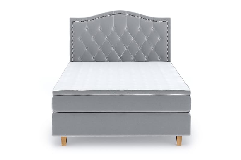 Hilton Luxury Velvet Sengepakke 140x200 - Lysegrå - Møbler - Senger - Komplett sengepakke