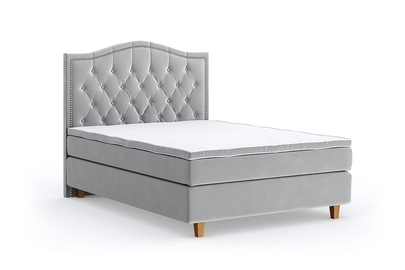 Hilton Luxury Velvet Sengepakke 140x200 - Lysegrå - Møbler - Senger - Komplett sengepakke