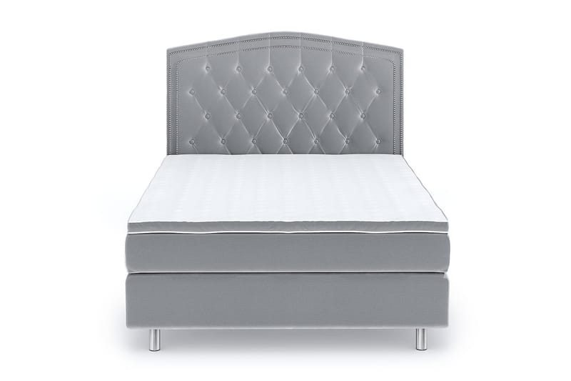 Hilton Luxury Velvet Sengepakke 140x200 - Lysegrå - Møbler - Senger - Komplett sengepakke