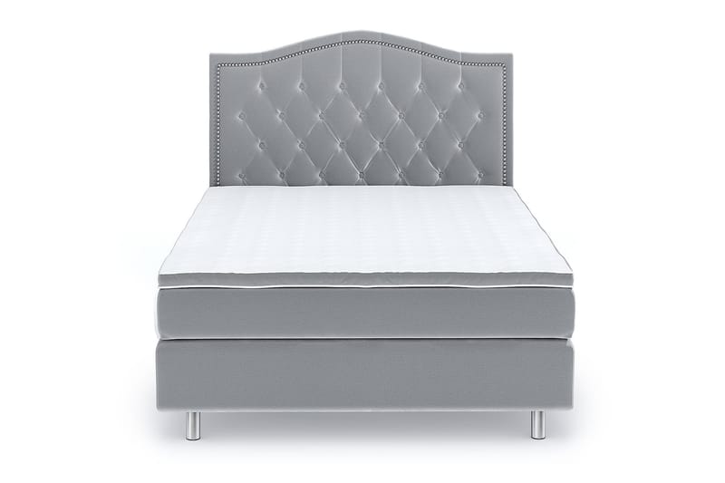 Hilton Luxury Velvet Sengepakke 140x200 - Lysegrå - Møbler - Senger - Komplett sengepakke