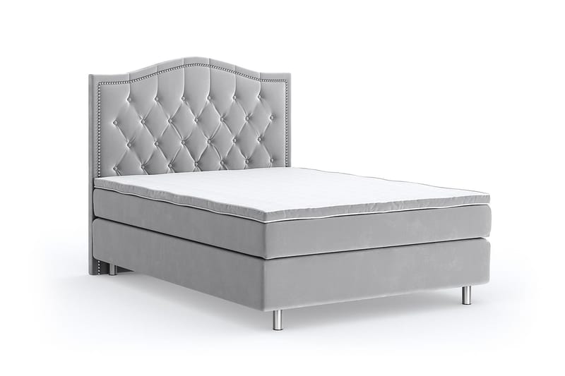 Hilton Luxury Velvet Sengepakke 140x200 - Lysegrå - Møbler - Senger - Komplett sengepakke