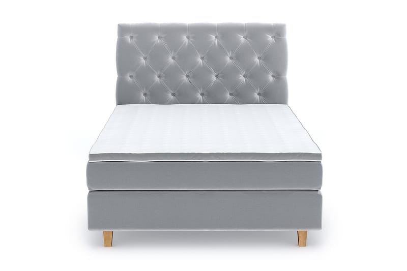 Hilton Luxury Velvet Sengepakke 140x200 - Lysegrå - Møbler - Senger - Komplett sengepakke