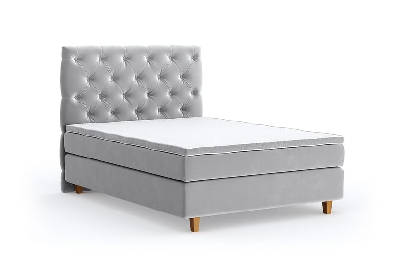 Hilton Luxury Velvet Sengepakke 140x200 - Lysegrå - Møbler - Senger - Komplett sengepakke