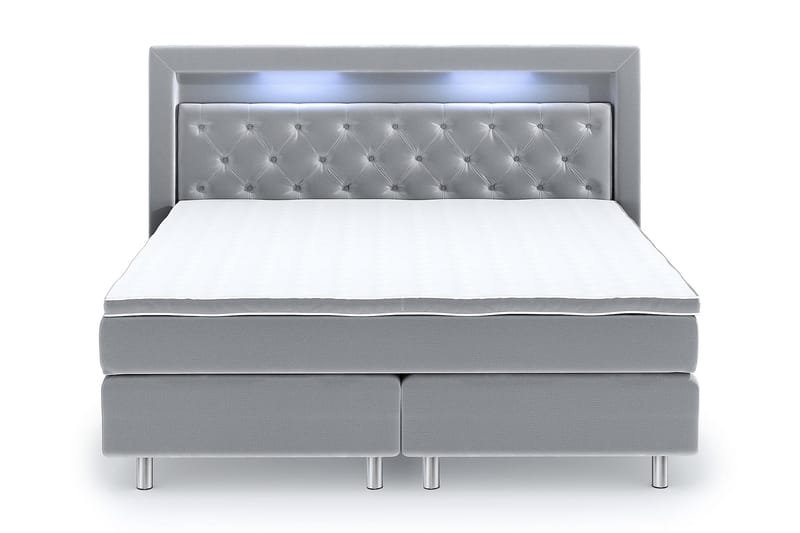 Hilton Luxury Velvet Sengepakke 160x200 - Lysegrå - Møbler - Senger - Komplett sengepakke