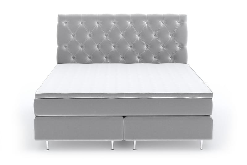 Hilton Luxury Velvet Sengepakke 160x200 - Lysegrå - Dobbeltsenger - Komplett sengepakke - Kontinentalsenger