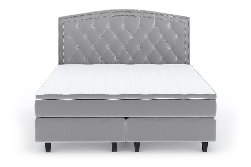 Hilton Luxury Velvet Sengepakke 160x200 - Lysegrå - Møbler - Senger - Komplett sengepakke