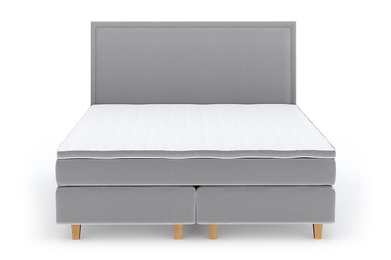 Hilton Luxury Velvet Sengepakke 160x200 - Lysegrå - Møbler - Senger - Komplett sengepakke