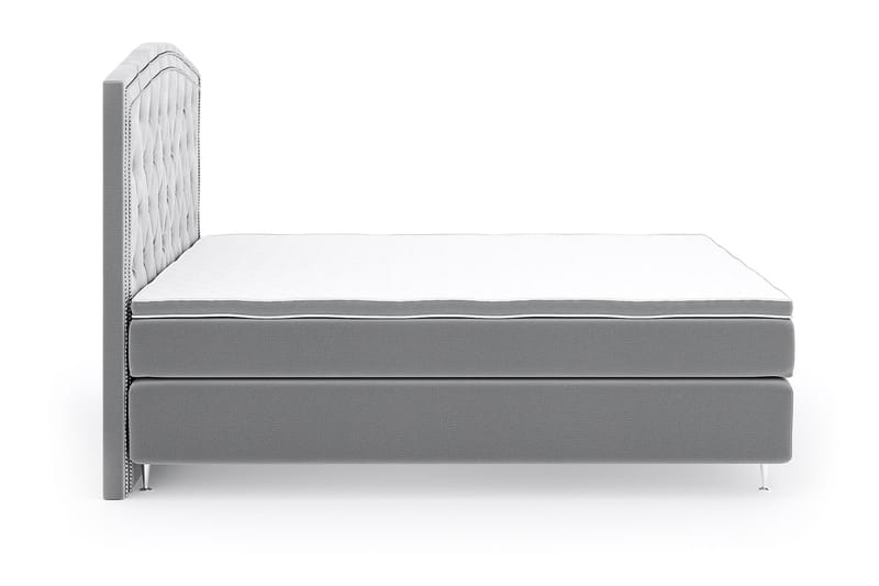 Hilton Luxury Velvet Sengepakke 160x200 - Lysegrå - Møbler - Senger - Komplett sengepakke