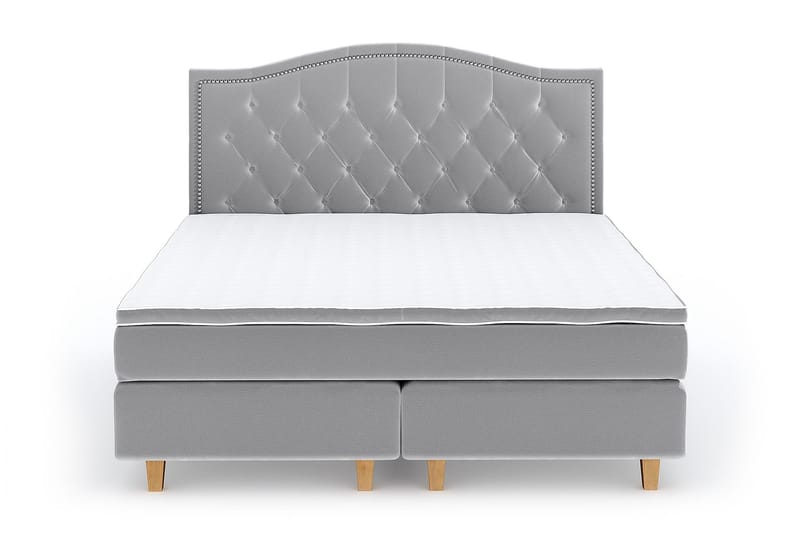Hilton Luxury Velvet Sengepakke 160x200 - Lysegrå - Møbler - Senger - Komplett sengepakke
