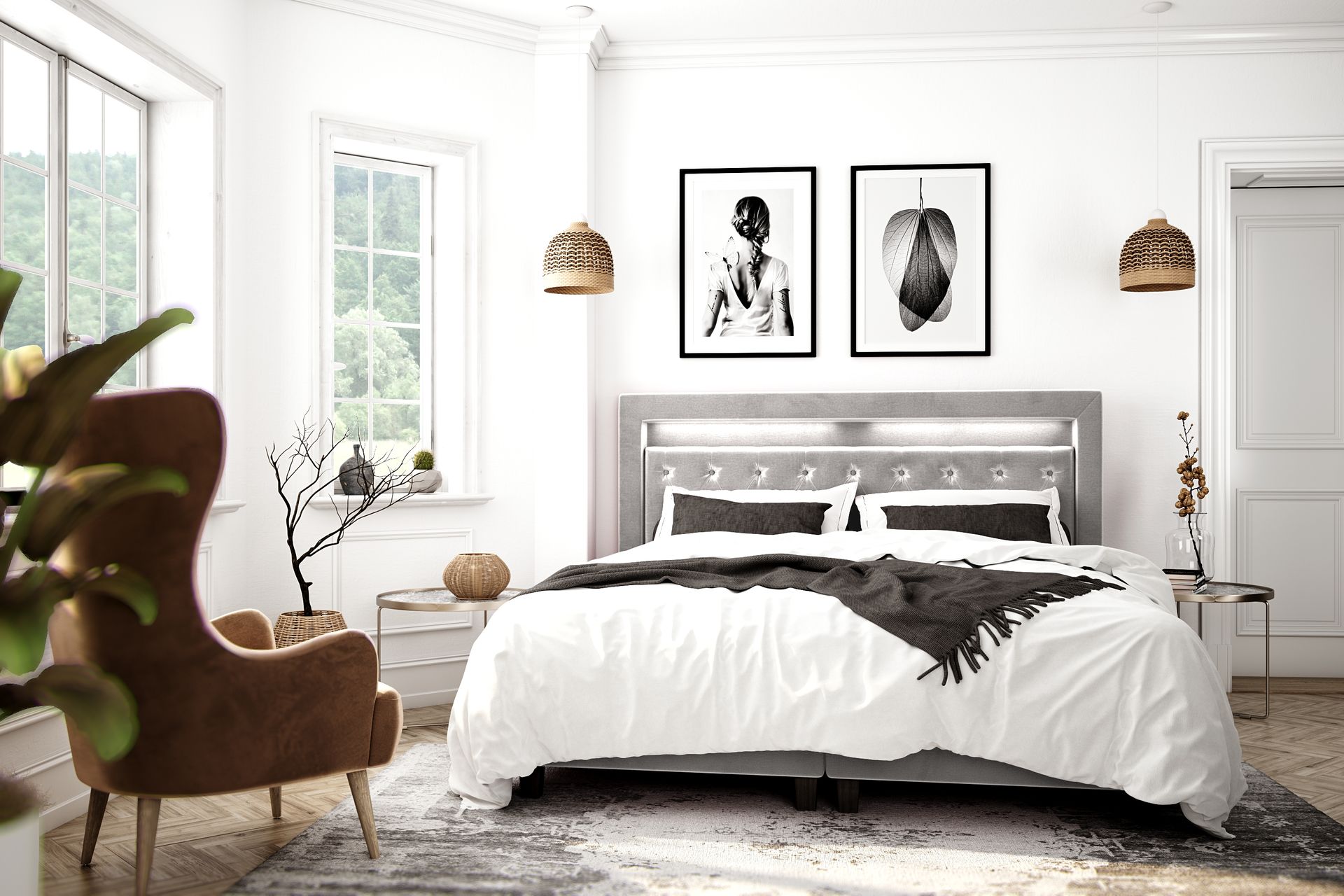 Hilton Luxury Velvet Sengepakke 180x200 - Lysegrå - Møbler - Senger - Komplett sengepakke
