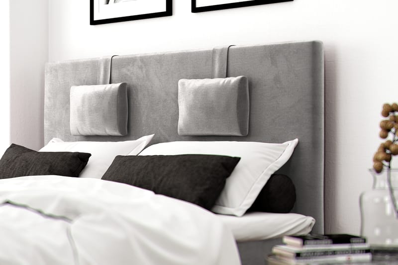 Hilton Luxury Velvet Sengepakke 180x200 - Lysegrå - Møbler - Senger - Komplett sengepakke
