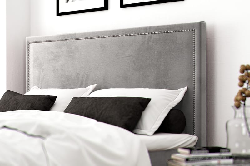 Hilton Luxury Velvet Sengepakke 180x200 - Lysegrå - Møbler - Senger - Komplett sengepakke
