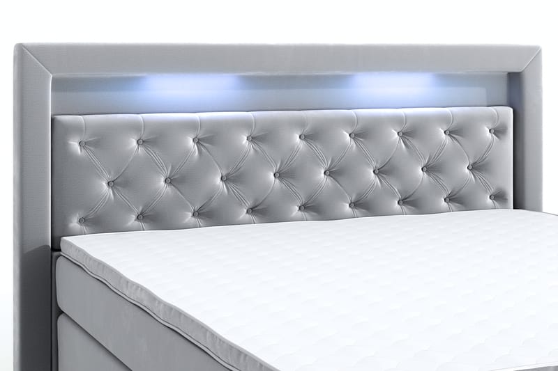 Hilton Luxury Velvet Sengepakke 180x200 - Lysegrå - Møbler - Senger - Komplett sengepakke