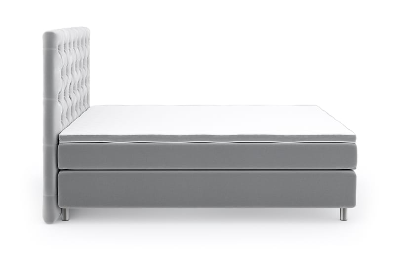 Hilton Luxury Velvet Sengepakke 180x200 - Lysegrå - Møbler - Senger - Komplett sengepakke