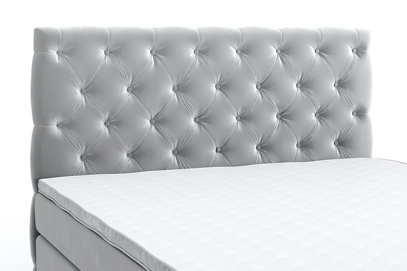 Hilton Luxury Velvet Sengepakke 180x200 - Lysegrå - Møbler - Senger - Komplett sengepakke